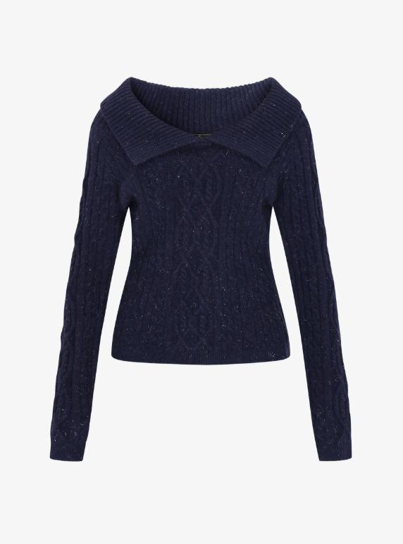 Women's Vintage French Cable Knit Sweater - Slim Fit, Long Sleeve, Autumn Pullover