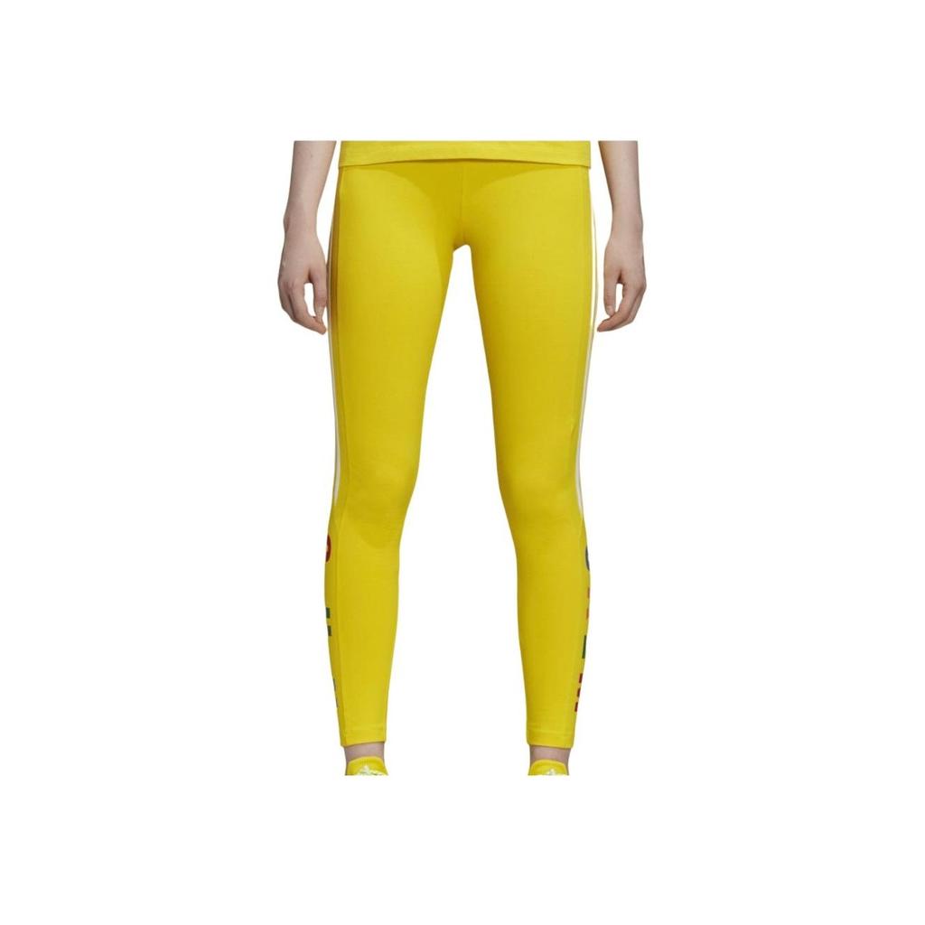 Adidas Pharrell Williams Retro Sports Tight Letter Comfortable Side Stripe Casual Pants Women pants Yellow FR9082
