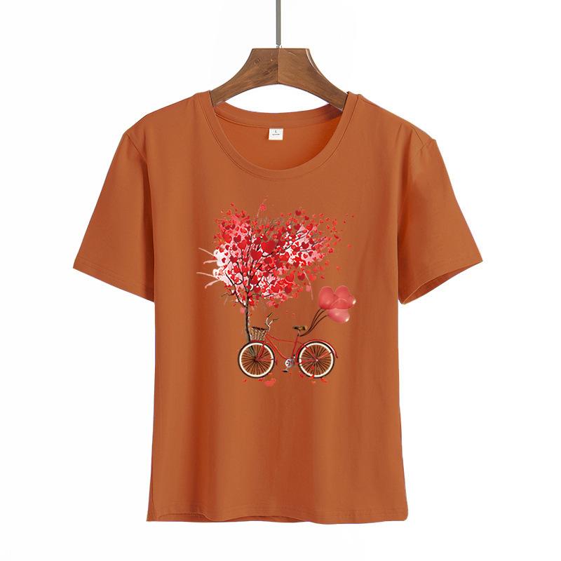 Women Summer Short Sleeved T-shirt Ladies Trendy Casual Pullover Round Neck Printed Top