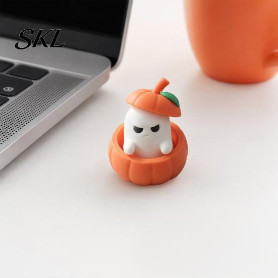 Ghost Style Decor Halloween Ornament, 3D Printed Pumpkin Design Figure, Figure Mini Desktop Decoration for Scented Candles