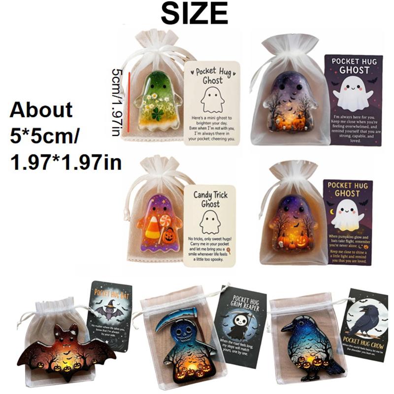 Halloween Ghost Pocket Cards Pocket Comfort Ghosts Pockets Hug Ghost With Encouragement Card Cute Mini Charm Gifts