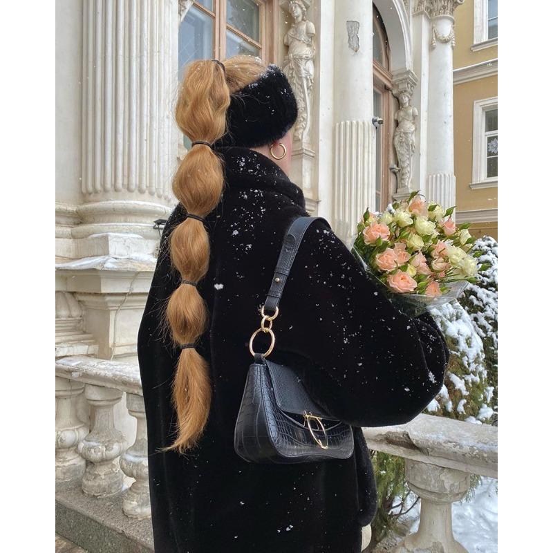 Women's White Faux Fur Oversized Coat Lapel Long Sleeve Warm Winter Jacket