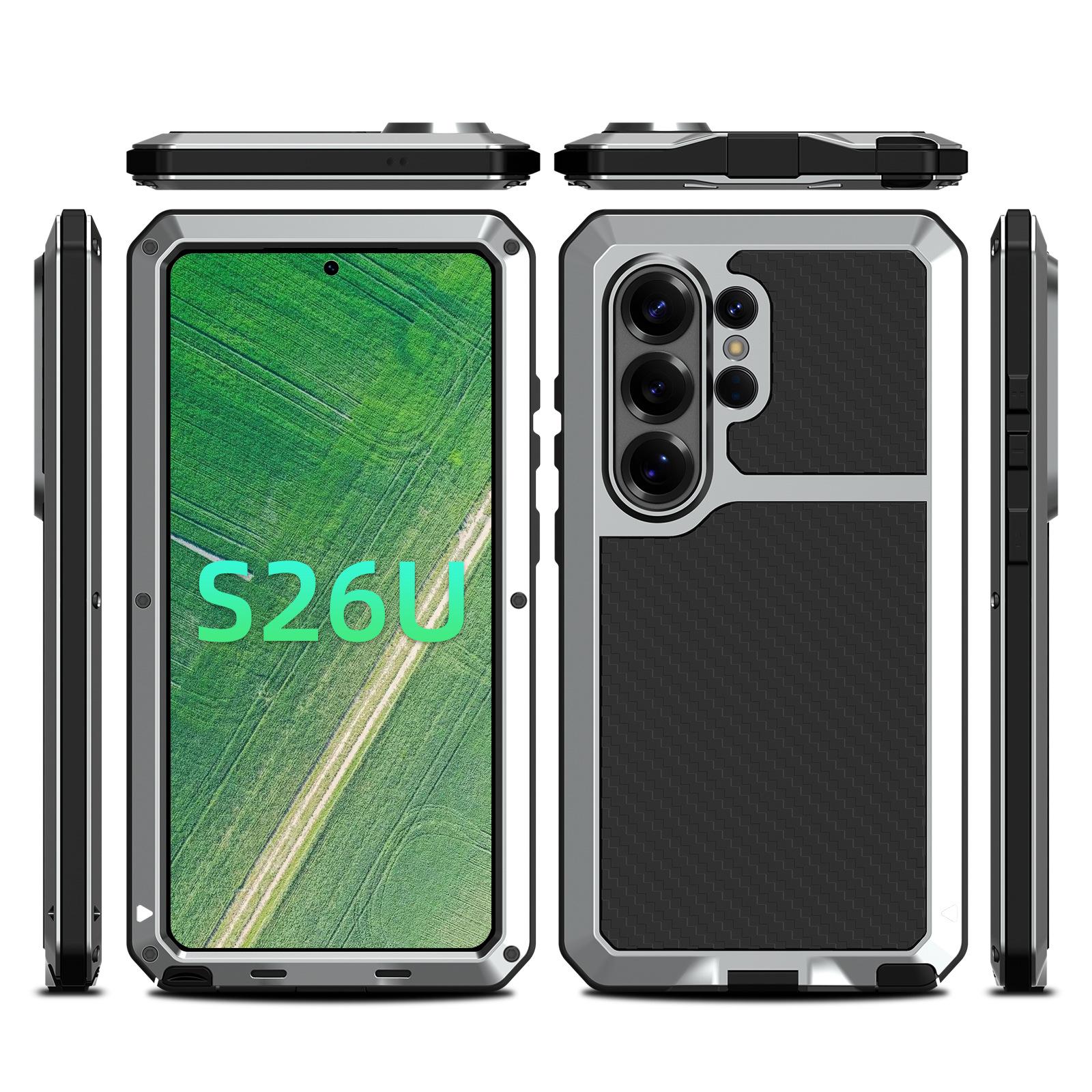 

Drop-proof Airbag Stand Phone Case with Lens Protection for S23/S24 Ultra/S25/S26 - Hot Selling S26 серебряный