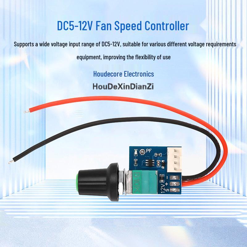 DC5-12V PWM Lüfterdrehzahlregler mit Schalter und Geräuschreduzierung für 4-Draht Lüfter
