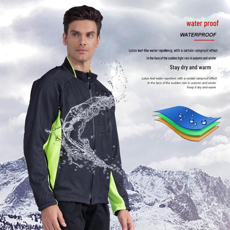 Men's Long-Sleeve Fleece Cycling Jersey - Warm, Windproof, Autumn/Winter Jacket