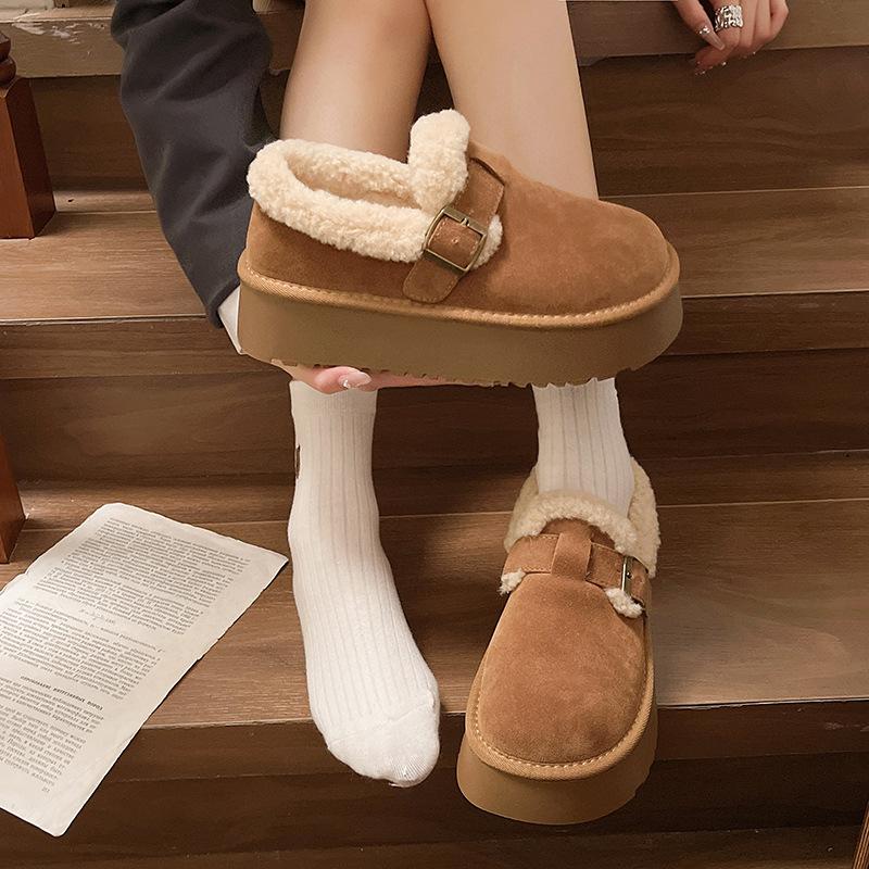 Women's winter velvet snow boots winter new thick-soled round head versatile one-pedal thermal cotton shoes