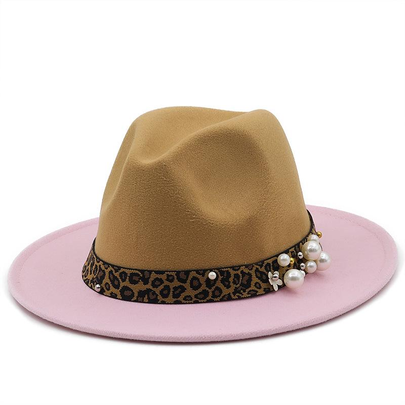 New men's and women's woolen double-sided color matching hat British jazz hat felt hat