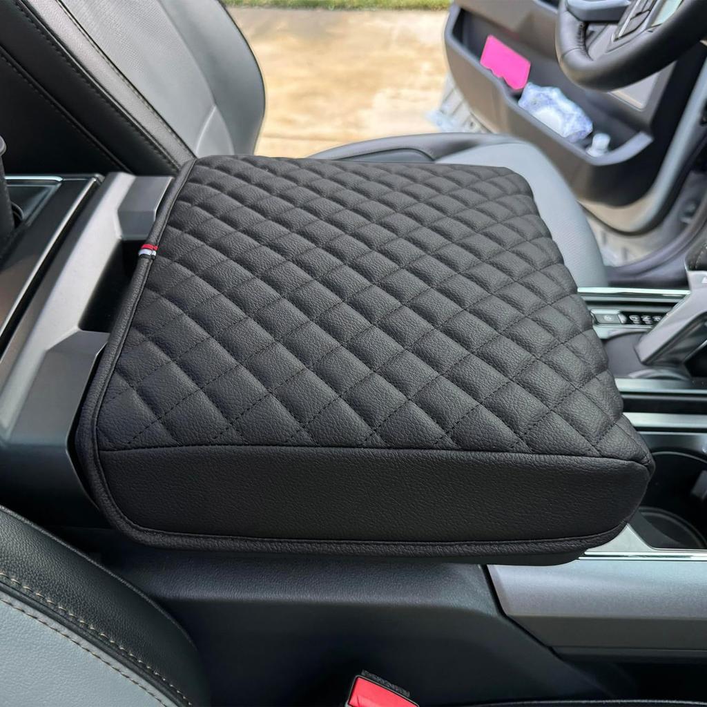PIMCAR Center Console Cover For -2025 Ford F150, -2025 F150 Lightning Work Surface Console Armrest Cushion Leather Protector Interior Accessories