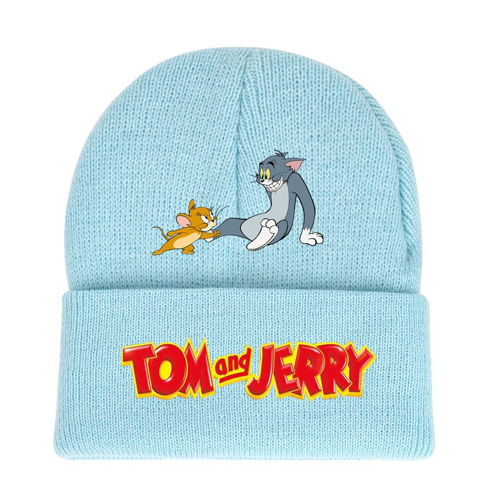 Jerry And Tom Cartoon Print Knitted Hat Hip Hop Cap Outdoor Fashion Gift Unisex