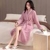11 New flannel nightgown women's winter fleece thickened warm medium and long coral fleece bathrobe winter loungewear