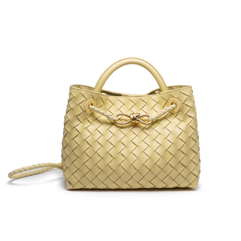 Trendige neue gewebte Damentaschen, handgeflochtene Doppelschichtwebung, tragbare Damen-Umhängetaschen, strukturierte gewebte Taschen