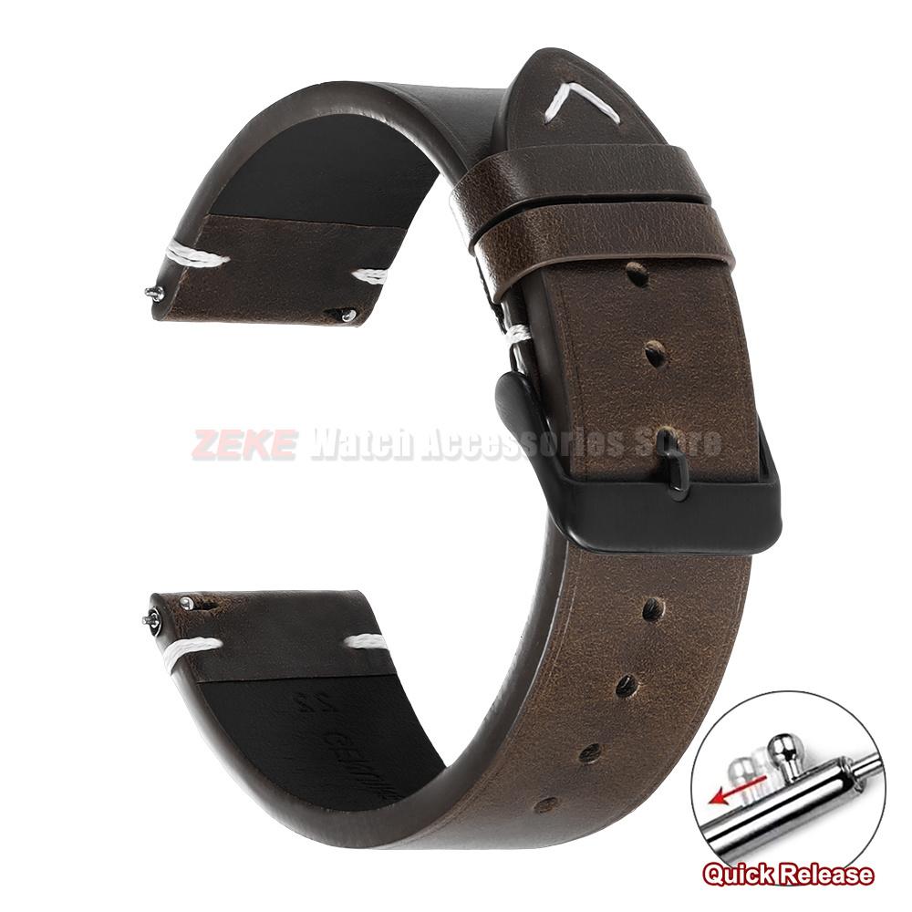 20mm 22mm for Omega Vintage Oil Wax Leather Watch Band 18mm 24mm Universal Stitching Cowhide Straps for Seiko Men Watch Bracelet