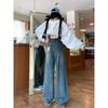 Women's High-Waisted Slimming Straight-Leg Jeans - Autumn/Winter 2025 Plus Size, Loose Wide-Leg Fit