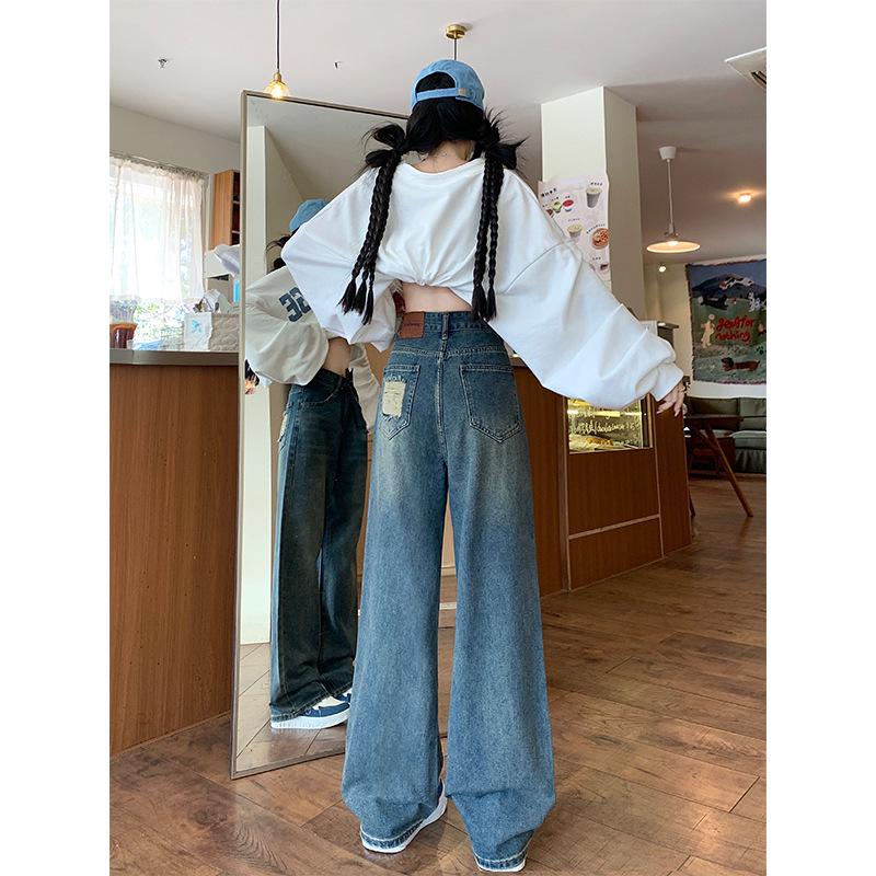 Women's High-Waisted Slimming Straight-Leg Jeans - Autumn/Winter 2025 Plus Size, Loose Wide-Leg Fit
