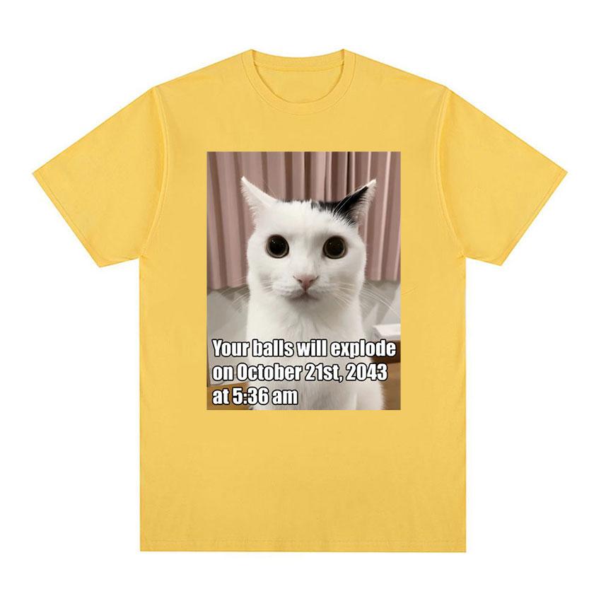 

Футболки с рисунком «Your Balls Will Explode Funny Cat Meme» для мужчин и женщин, повседневная модная футболка с коротким рукавом, футболки большого размера из 100% хлопка