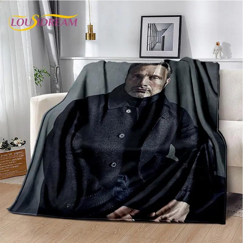 3D Mads Mikkelsen Schauspieler Star Weiche Plüschdecke, Flanelldecke Überwurfdecke für Wohnzimmer Schlafzimmer Bett Sofa Picknick Abdeckung Kinder