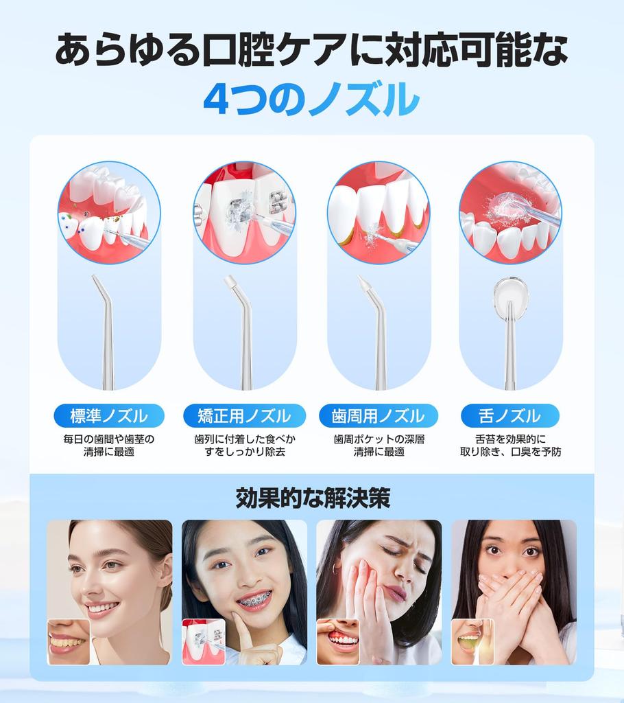 Oral Irrigator Jet Washer with Plaque Removal 4 Tongue 4 Water Flow PSI Water Pressure 310ml Large Capacity IPX7 USB Compact Perfect for Home or Gift