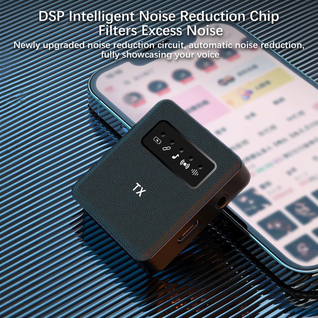 2.4G Wireless Collar Clip Microphone Clip on Microphone Mic Transmitter and Receiver with Clip Portable Rechargeable
