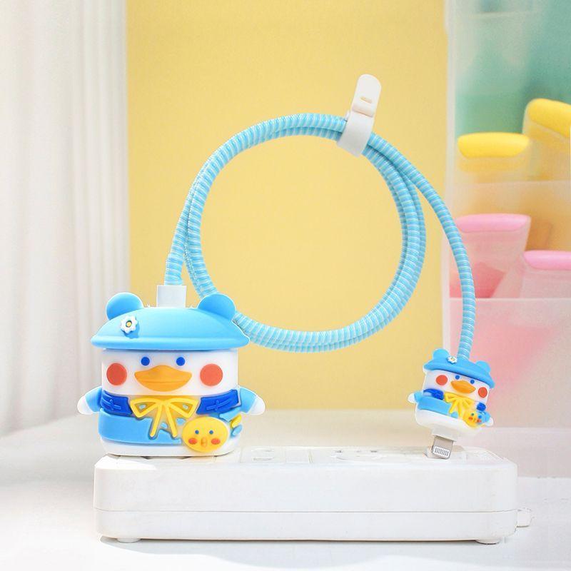 3 teile/satz Ladegerät Schutz Nette Cartoon Abdeckung Weiche Silikon Kabel Schutz Lade Cartoon Bär Ladekabel Schutzhülle Set Ladegerät Kabel