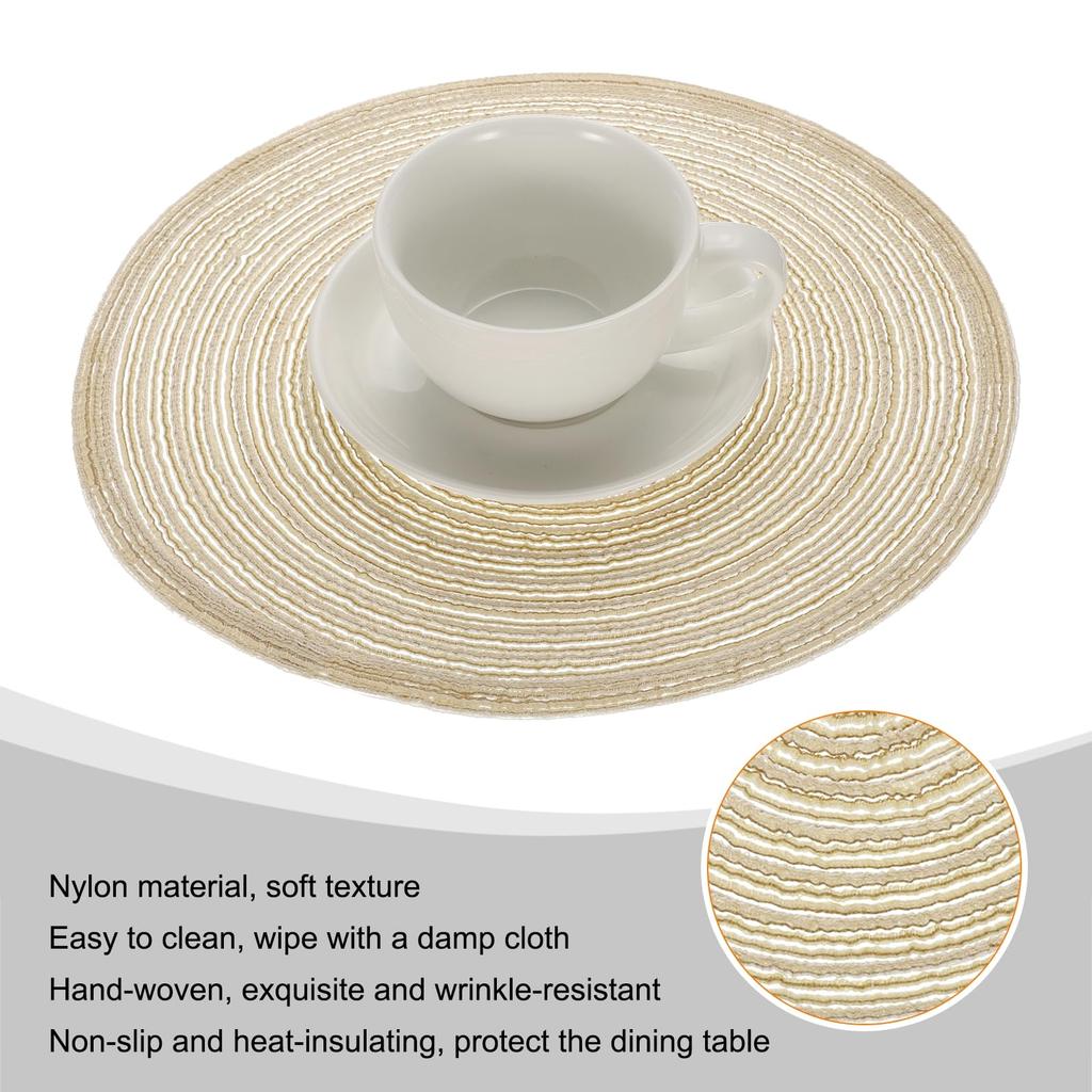 Uxcell 4er-Set Runde Geflochtene Tischsets, 12 Zoll Rutschfeste Runde Tischmatten für Esstische, Waschbar, Warme Geflochtene Tischsets für Innen- und Außenbereich, Pe