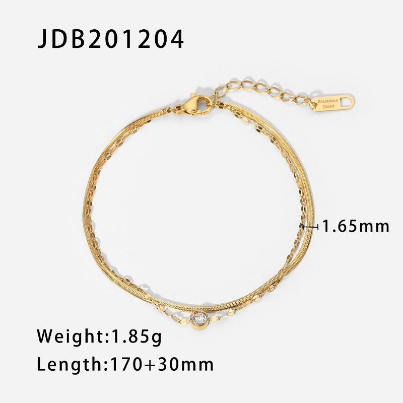 

Stainless Steel Zirconia Bracelet - High-end Double-layer Hand Accessory - Titanium Steel Snake Bone Chain Wristband Jewelry