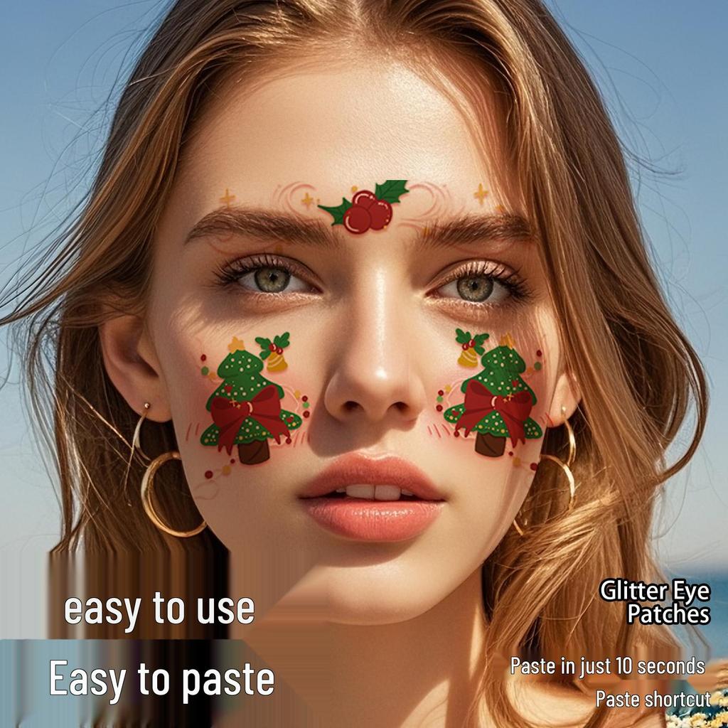 Waterproof Cross-border Christmas Tattoo Stickers: Cute, Sweatproof, and Anti-reflective Face Makeup