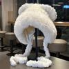 Winter warm ear protection cute plush hat women's plush thickened knitted wool hat imitation fur show face small Lei Feng hat