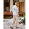 New Chinese Style Floral Chiffon T-shirt & Pants Set