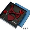 Red Blue Black Classic Tie For Men Pocket Square Cufflinks Sets Mens Solid Color Necktie Party Wedding Gift For Men Neck Tie Set