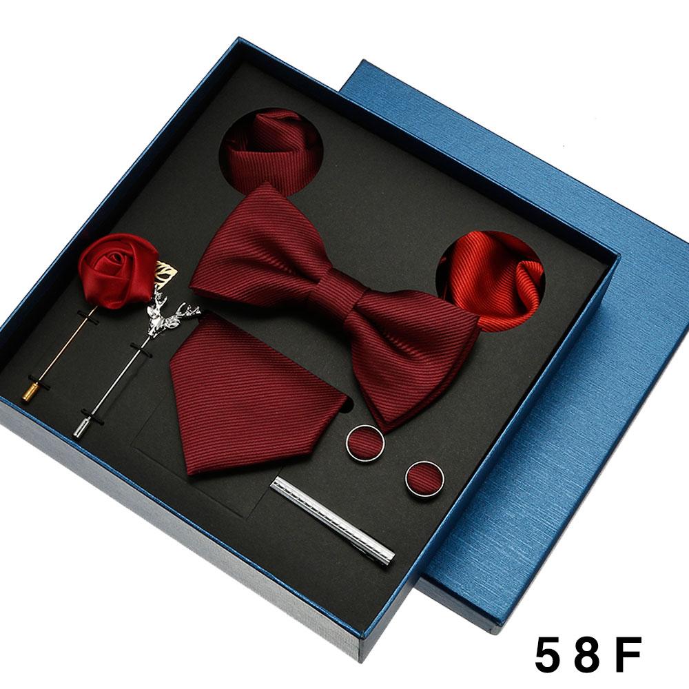 Red Blue Black Classic Tie For Men Pocket Square Cufflinks Sets Mens Solid Color Necktie Party Wedding Gift For Men Neck Tie Set