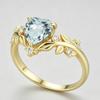 New Copper Zircon Ring, Heart-shaped Lake Blue Branch Cross Jewelry Valentine's Day Gift.