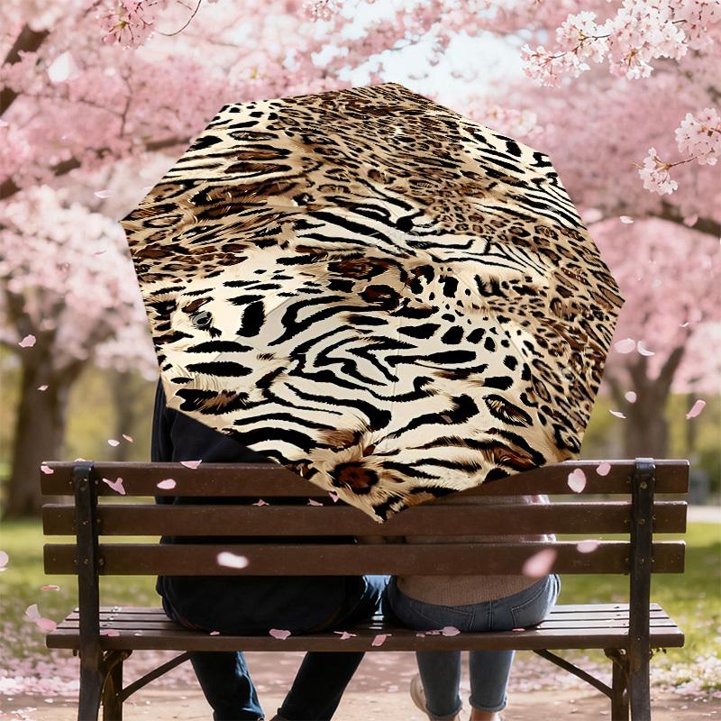1PC Leopard Print Tiger StripesUmbrella-8-Rib Reinforced, Automatic Open, Lightweight & Durable, Cute Fashion Accessory for Outdoor-P120