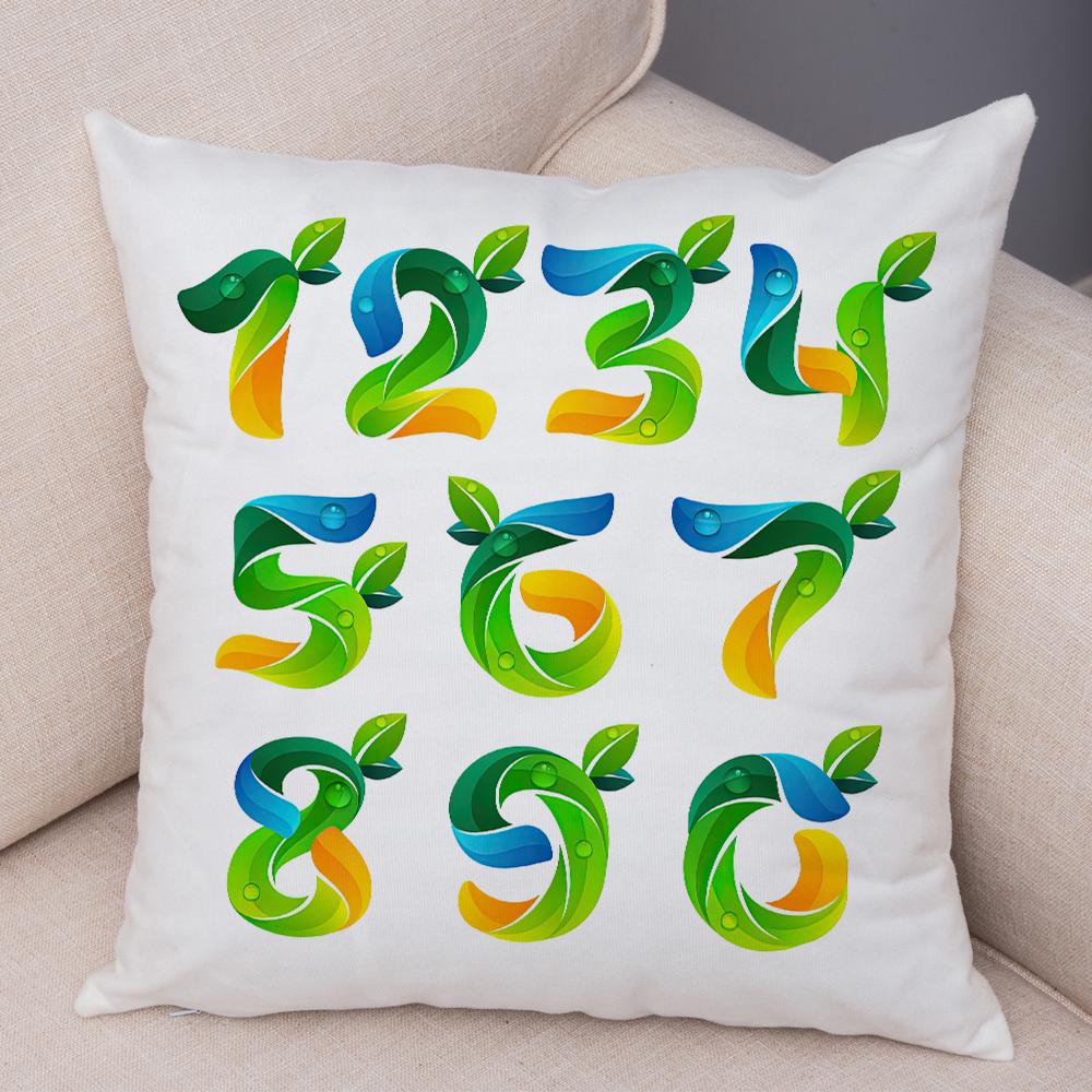 Creative Colorful Abstract Number Cushion Cover Double Sided Soft Polyester Home Decor Pillow Case