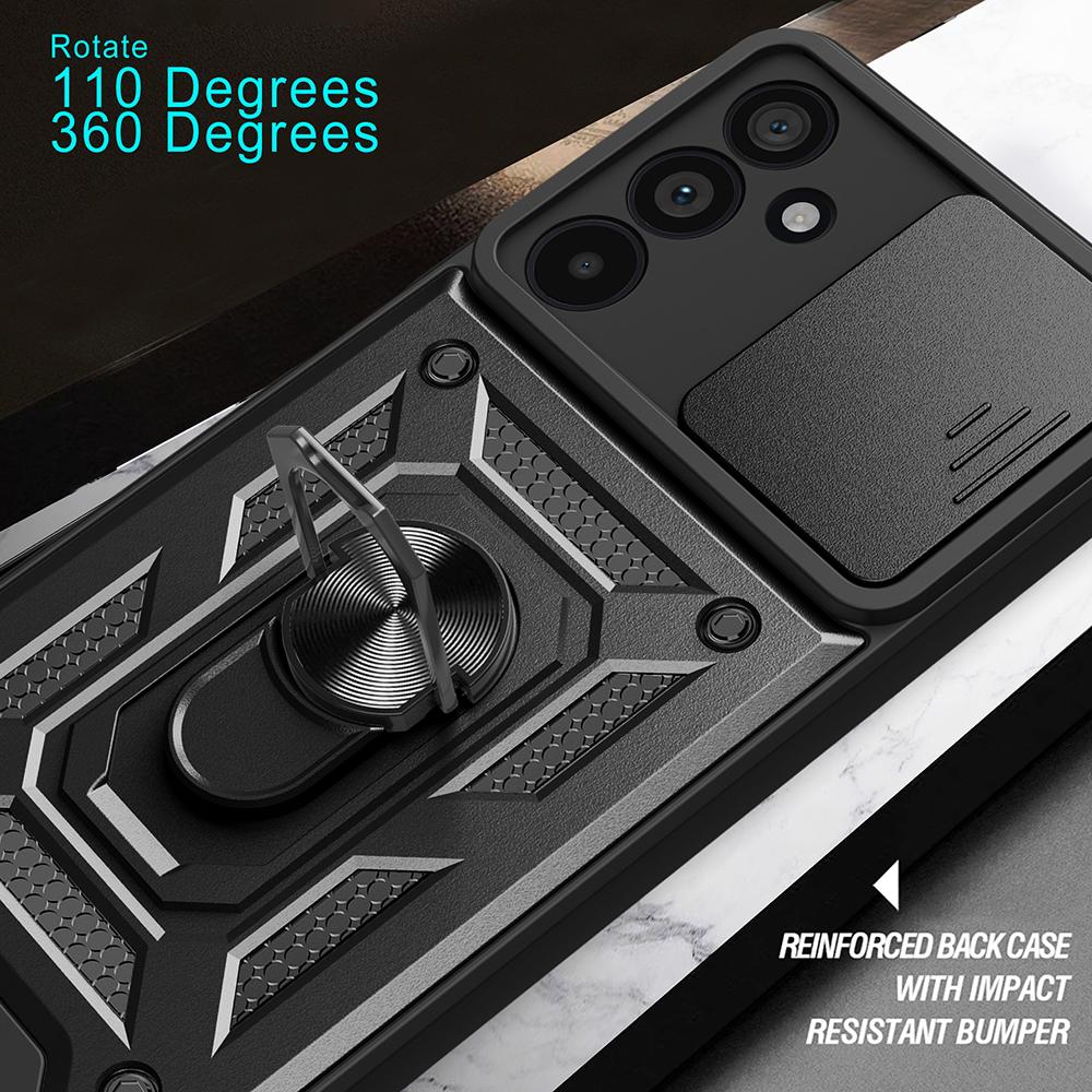 For Samsung Galaxy M55 5G/C55 5G/F55 5G Case Kickstand PC+TPU Phone Shell with Slide Camera Protective Cover