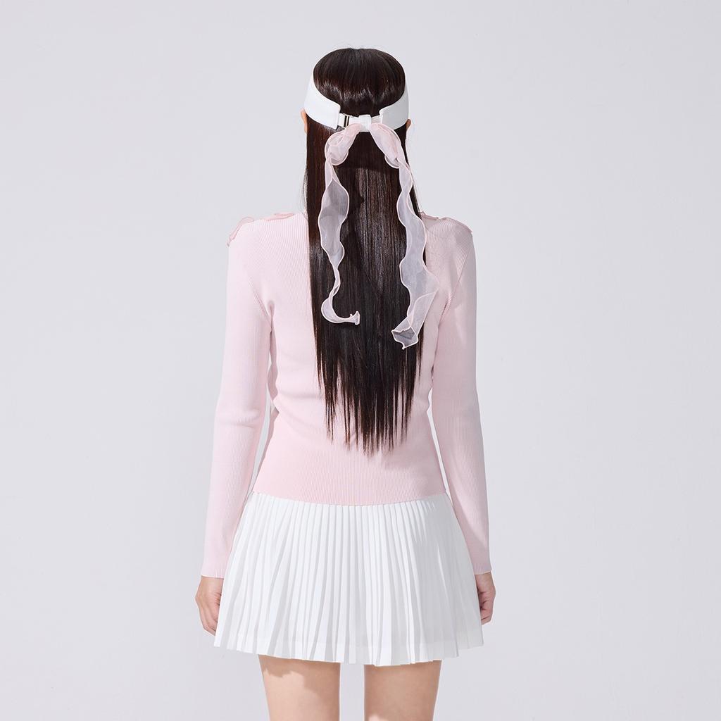 FAIRLIAR GOLF Lace Flare Pleated Skirt (White)