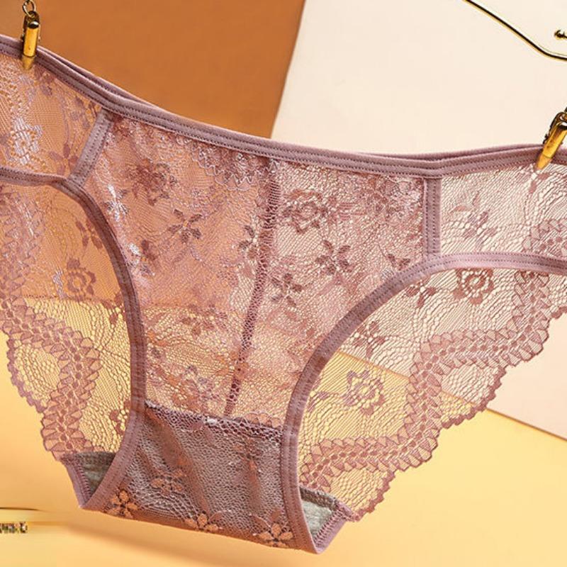 4 Stück Damen Spitzenhöschen Low Rise Unterwäsche Trendy Spitzen Slips Weiche Unterhosen Dessous