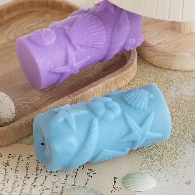 Cylinder Candle Molds for Crafting Candle Soap Gypsum Decorations, Ocean Theme Candle Molds for Epoxy Resin Casting