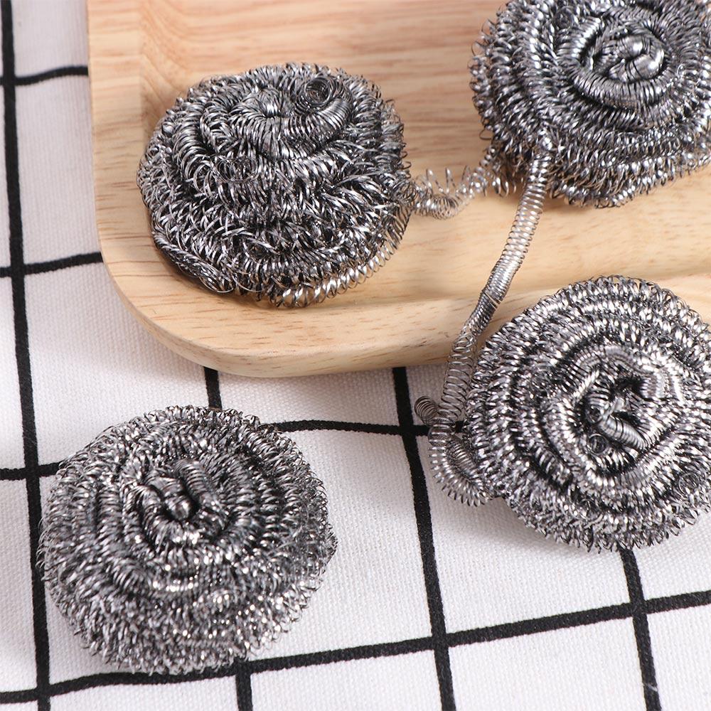 4Pcs Multipurpose Metal Scrubber Rugby Shape Cleaning Ball Stainless Steel Balls Household