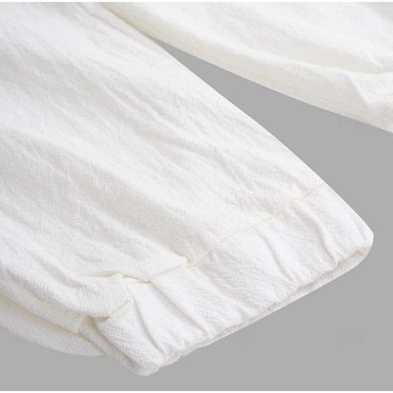 Cotton and Linen Nine Cropped Pants Beach Pants Pocket Drawstring Elastic Waist Solid Color Comfortable and Breathable  Men’s Casual Pants