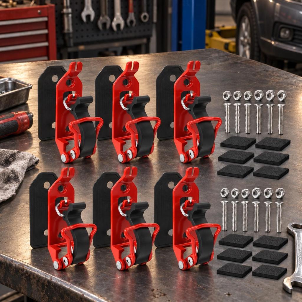 6 Pieces Hinged Tool Clamp with Rubber Strap SpaceSaving Hatchet Mounting Easy to Install Axe