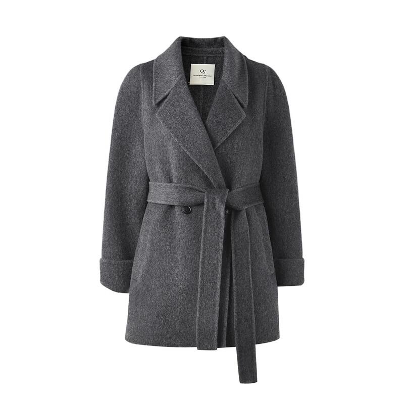 Qiusbiyiren Elegant 100% Merino Wool Suit Collar Coat