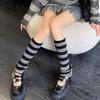 Contrast Color Striped Leg Warmers for Women Girls Ribbed Knitted Boot Covers Over Calf Socks for Dance Parties Hosiery