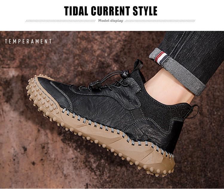 2023 Autumn/Winter Comfortable Hand-stitched Korean Style Genuine Leather Men's Casual Shoes