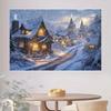 1 piece Winter Wonderland Village Snow Scene Background - Comfortable Snowy Cottage Winter Wonderland Decoration