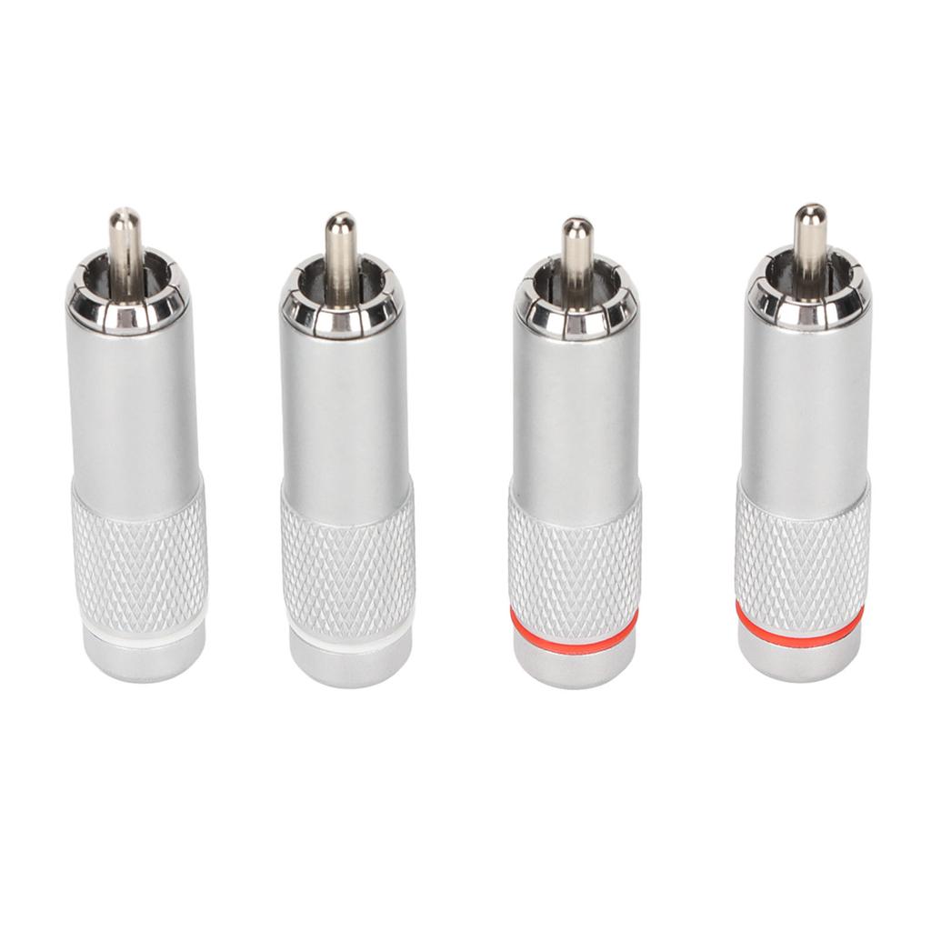 4Pcs RCA Sound Connector DIY Chrome Plated Low Loss Welding RCA Male Plug for Professional Sound