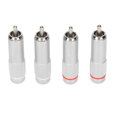 4Pcs RCA Sound Connector DIY Chrome Plated Low Loss Welding RCA Male Plug for Professional Sound