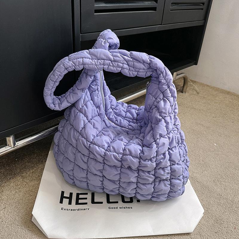 Borse a Spalla in Cotone Piumino per Donna Moda Borse a Mano in Cotone Spaziale Pieghettate a Bolle da Donna Grande Capacità Borsa a Tracolla Totes