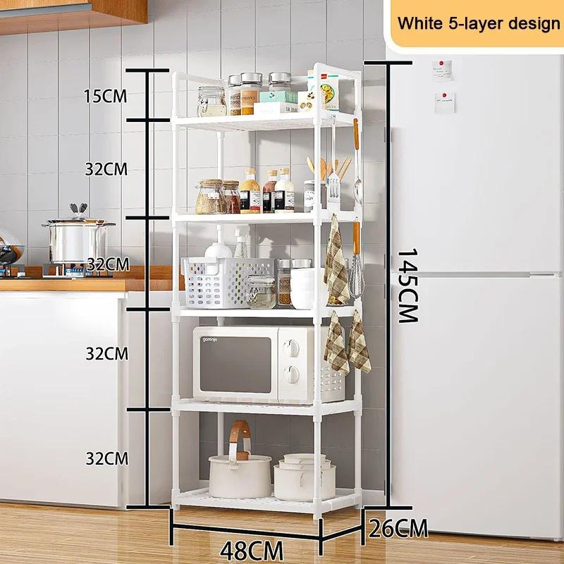 Kitchen 5-Tier Storage Rack Household Storages Organizer Bathroom Shelf Stackable Simple Storage Rack Adjustable Storages Shelf
