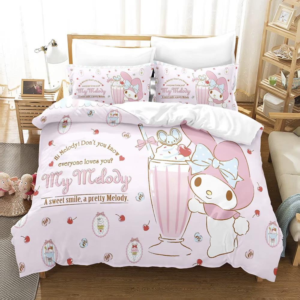 Miniso Kawaii Cinnamoroll Stampato Kuromi My Melody Copripiumino 2 Federe Set Biancheria da Letto per Adulti e Bambini Regalo di Lusso