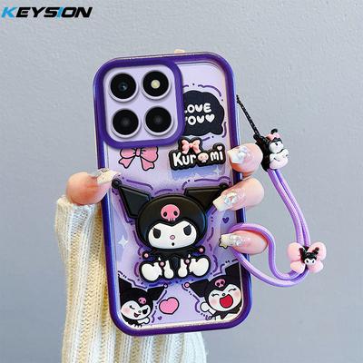 KEYSION Shockproof Case for HONOR X8c 4G with Lanyard Soft Silicone Cute 3D Cartoon Doll Phone Back Cover for Huawei Honor X8c